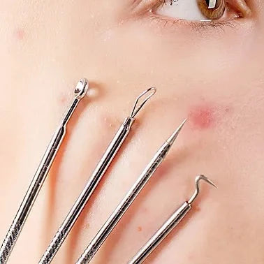 Set Of 4 Pimple Popper Needle, 4-In-1 Multifunctional Acne Needles, Blackhead Remover Tools, Spoon Face Skin Care Tools, Steel Blackhead Removal Kit, Women Beauty Acne Treatment Pore Cleanser Needle Hook, Comedone Extractor Remover Set for All Skin Types Set Of 4 Pimple Popper Needle, 4-In-1 Multifunctional Acne Needles, Blackhead Remover Tools, Spoon Face Skin Care Tools, Steel Blackhead Removal Kit, Women Beauty Acne Treatment Pore Cleanser Needle Hook, Comedone Extractor Remover Set for All Skin Types